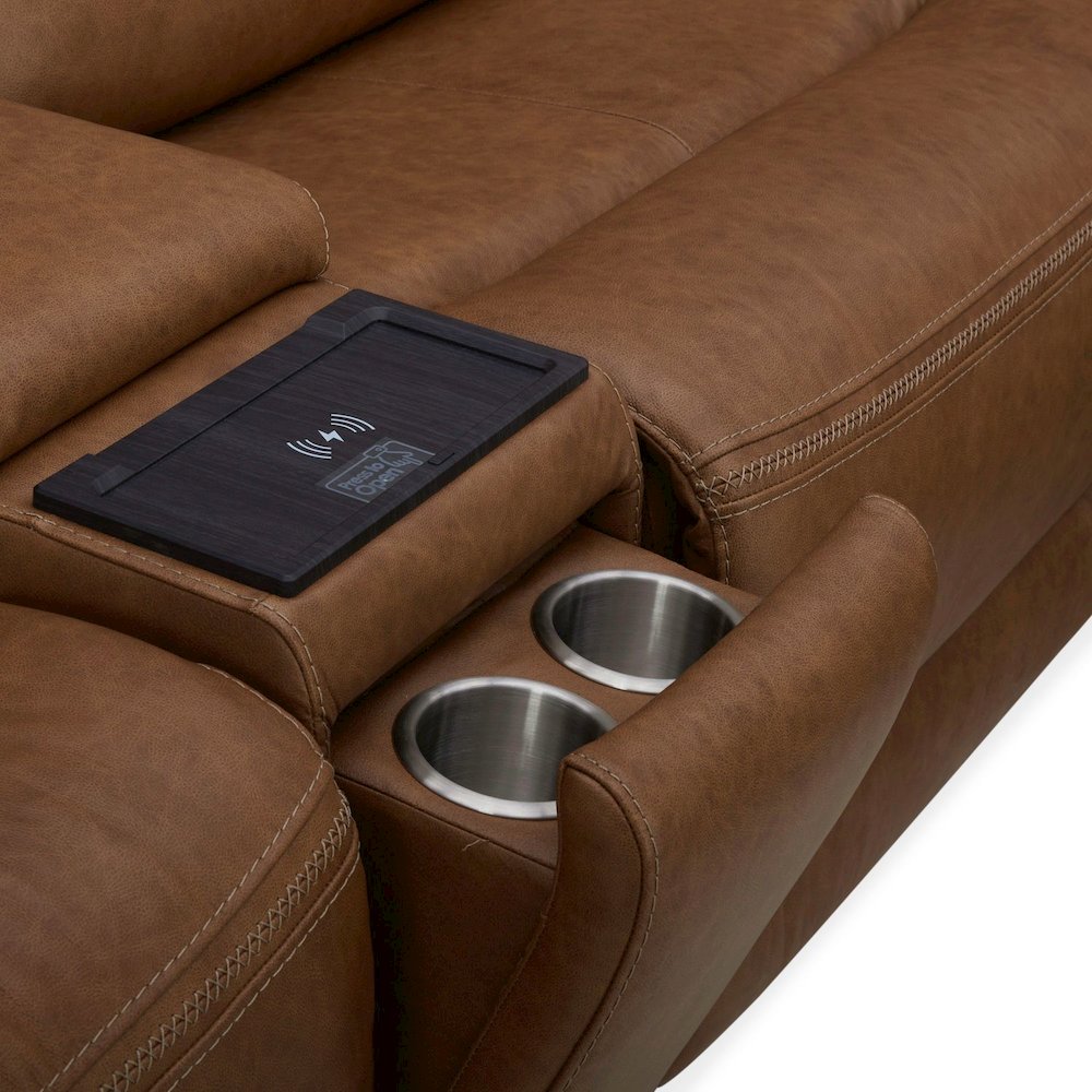 Cooper Power Reclining 6 Piece Sectional Sofa - Camel Brown Leather