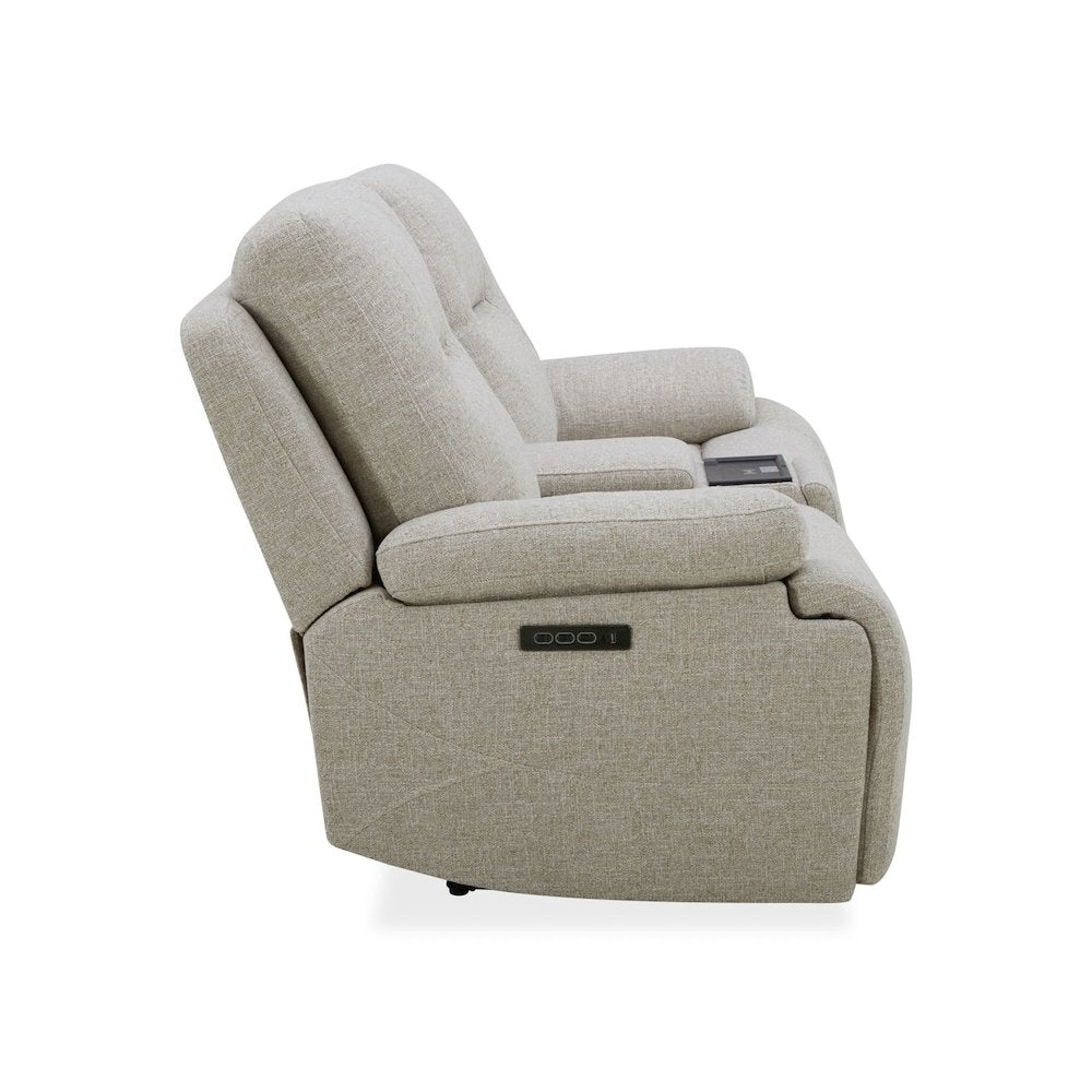 Power Recline Loveseat with Console, Powered Cup Holders - Nathan Ginger Fabric