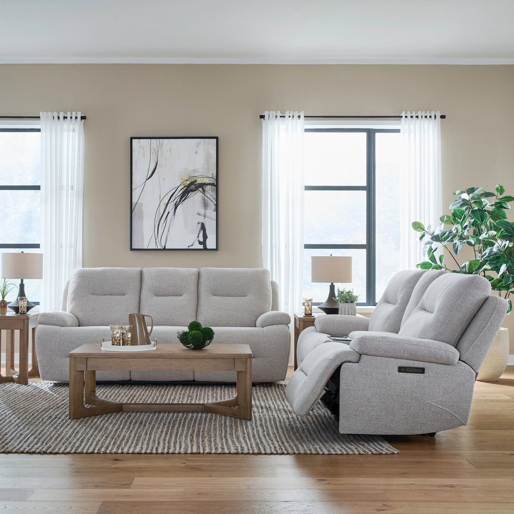 Power Recline Sofa & Loveseat  with Charging Ports - Nathan Ginger Fabric