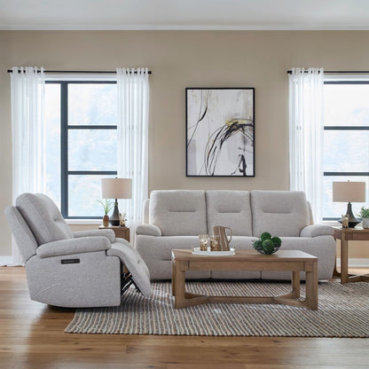 Power Recline Sofa & Recliner  with Charging Ports - Nathan Ginger Fabric