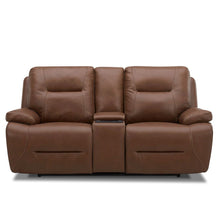 Power Recline Loveseat with Console, Charging Ports - Dakota Saddle Leather