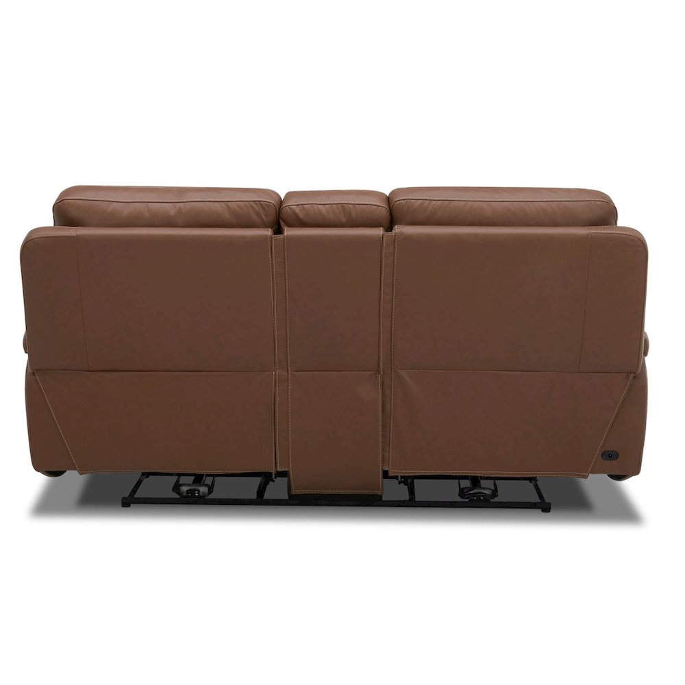 Power Recline Loveseat with Console, Charging Ports - Dakota Saddle Leather