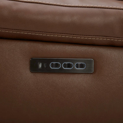 Power Recline Sofa with Charging Ports, Lumbar Support - Dakota Saddle Leather