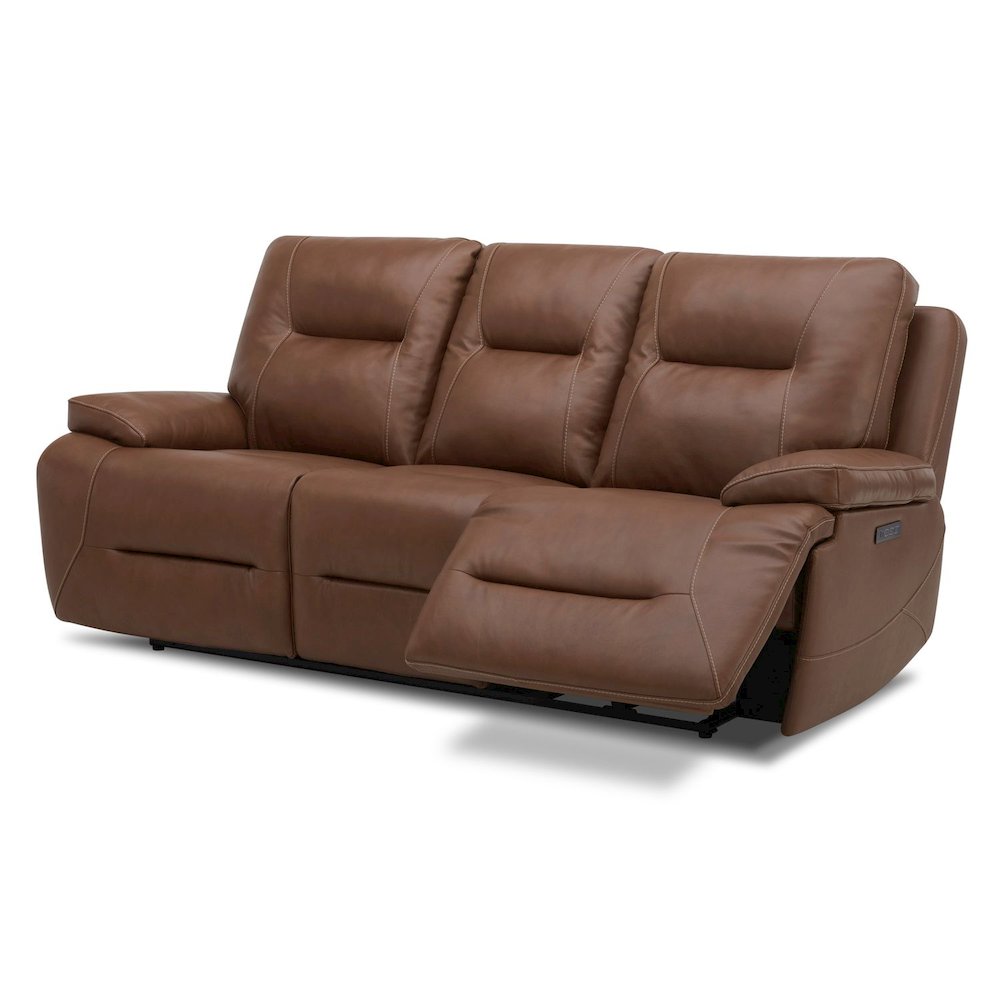Power Recline Sofa with Charging Ports, Lumbar Support - Dakota Saddle Leather