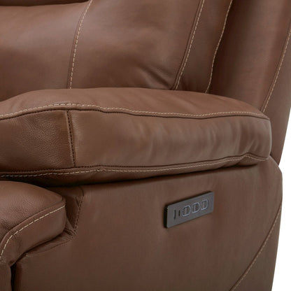 Power Recline Sofa with Charging Ports, Lumbar Support - Dakota Saddle Leather