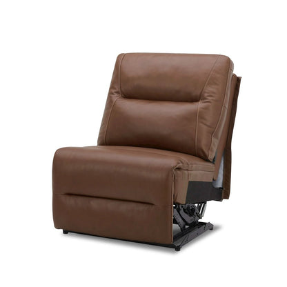 Power Recline 6 Piece Sectional with Charging Ports - Dakota Saddle Leather