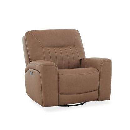 Bennett Recliner Armchair with Swivel Base, Charging Ports - Butternut Leather