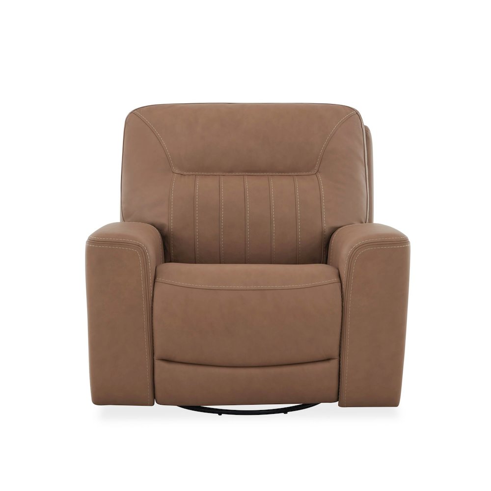Bennett Recliner Armchair with Swivel Base, Charging Ports - Butternut Leather
