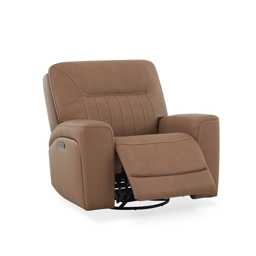 Bennett Recliner Armchair with Swivel Base, Charging Ports - Butternut Leather