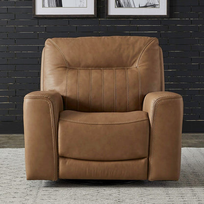 Bennett Recliner Armchair with Swivel Base, Charging Ports - Butternut Leather