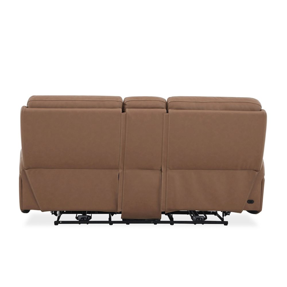 Power Recline Loveseat with Console, Charging Ports - Butternut Leather