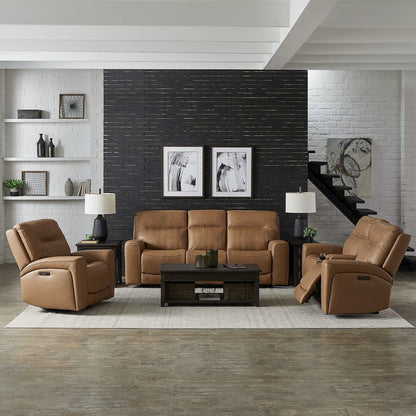 Power Recline Sofa, Loveseat & Recliner with Charging Ports - Butternut Leather