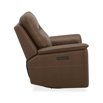 Collins Triple Power Recliner Living Room Chair - York Chestnut Leather