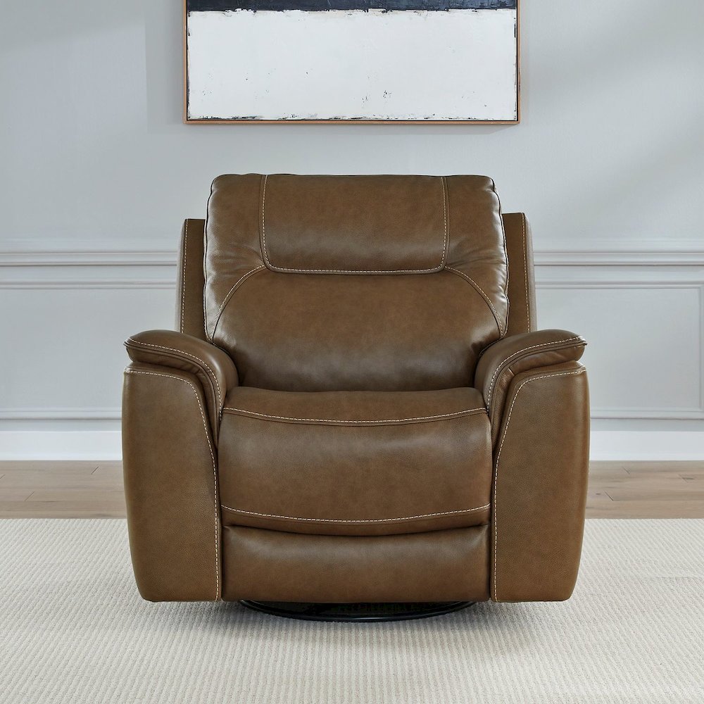 Collins Triple Power Recliner Living Room Chair - York Chestnut Leather