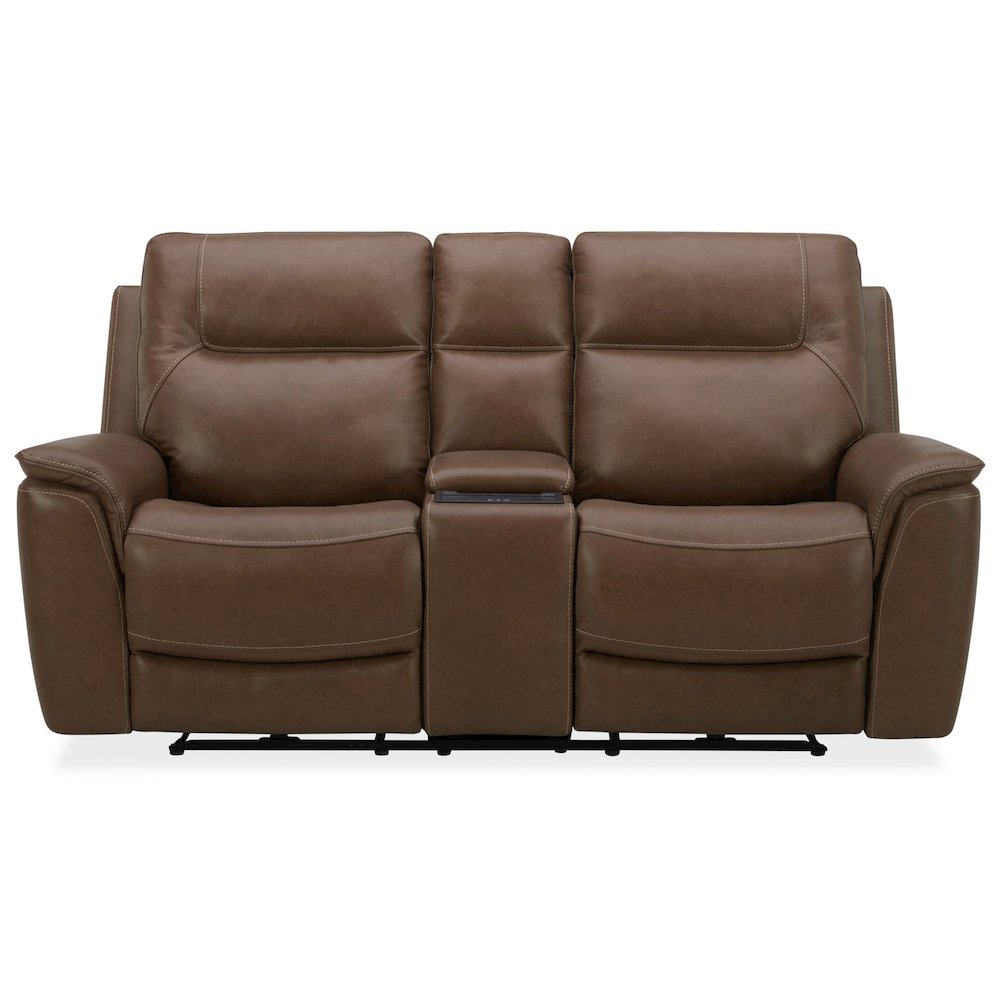 Collins Triple Power Reclining Loveseat with Console - York Chestnut Leather