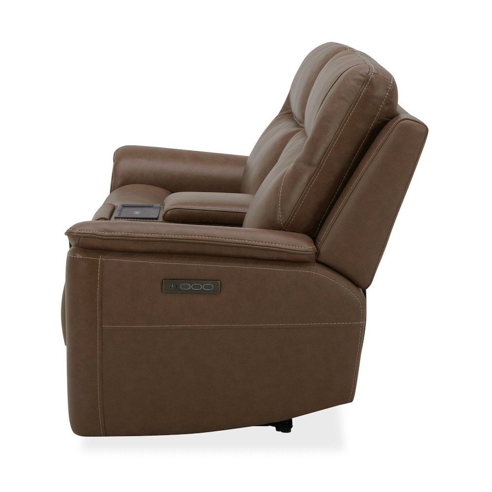 Collins Triple Power Reclining Loveseat with Console - York Chestnut Leather