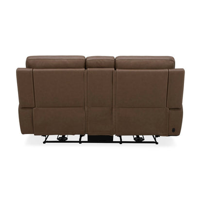 Collins Triple Power Reclining Loveseat with Console - York Chestnut Leather