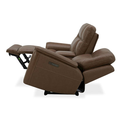 Collins Triple Power Reclining Loveseat with Console - York Chestnut Leather