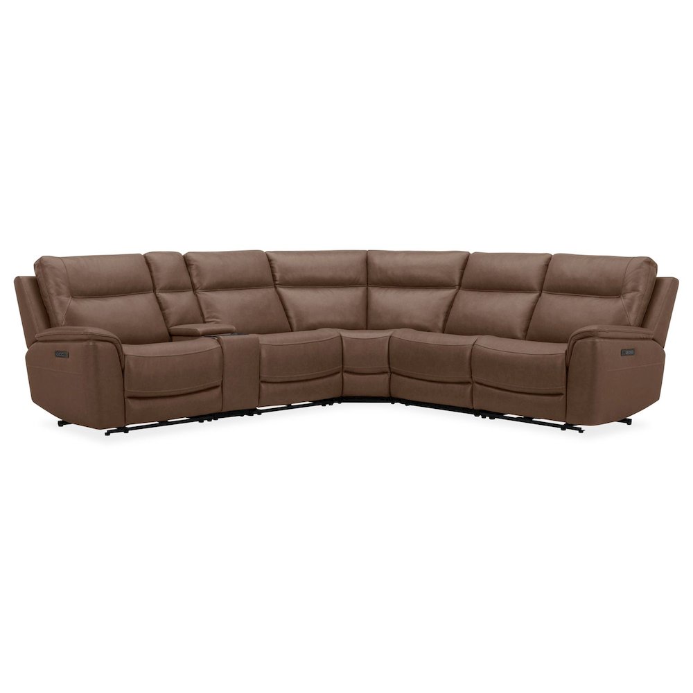 Collins Power Reclining 6 Piece Sectional Sofa - York Chestnut Leather