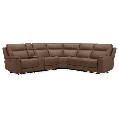 Collins Power Reclining 6 Piece Sectional Sofa - York Chestnut Leather