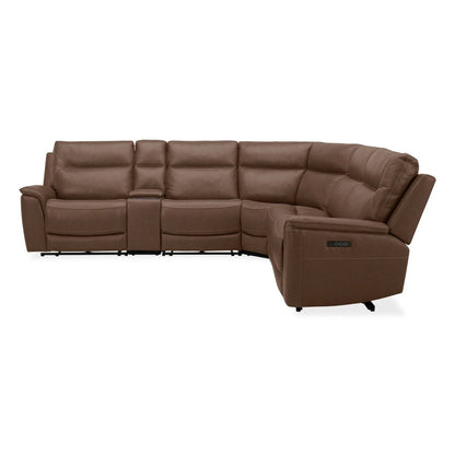 Collins Power Reclining 6 Piece Sectional Sofa - York Chestnut Leather