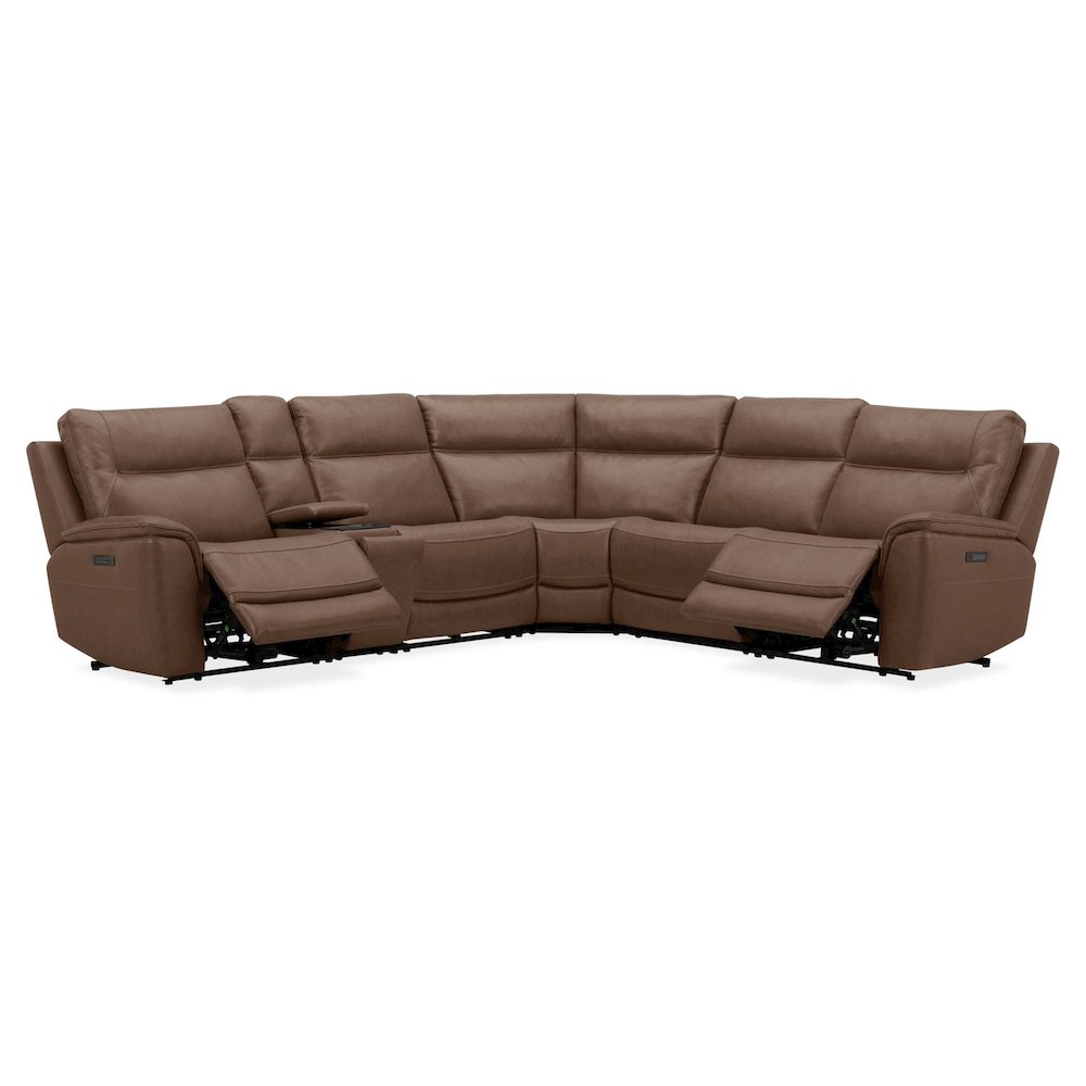 Collins Power Reclining 6 Piece Sectional Sofa - York Chestnut Leather