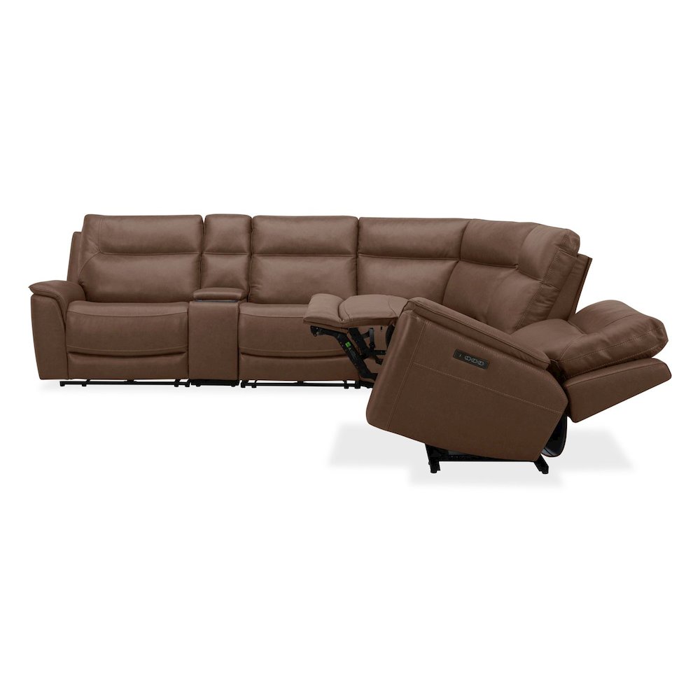 Collins Power Reclining 6 Piece Sectional Sofa - York Chestnut Leather