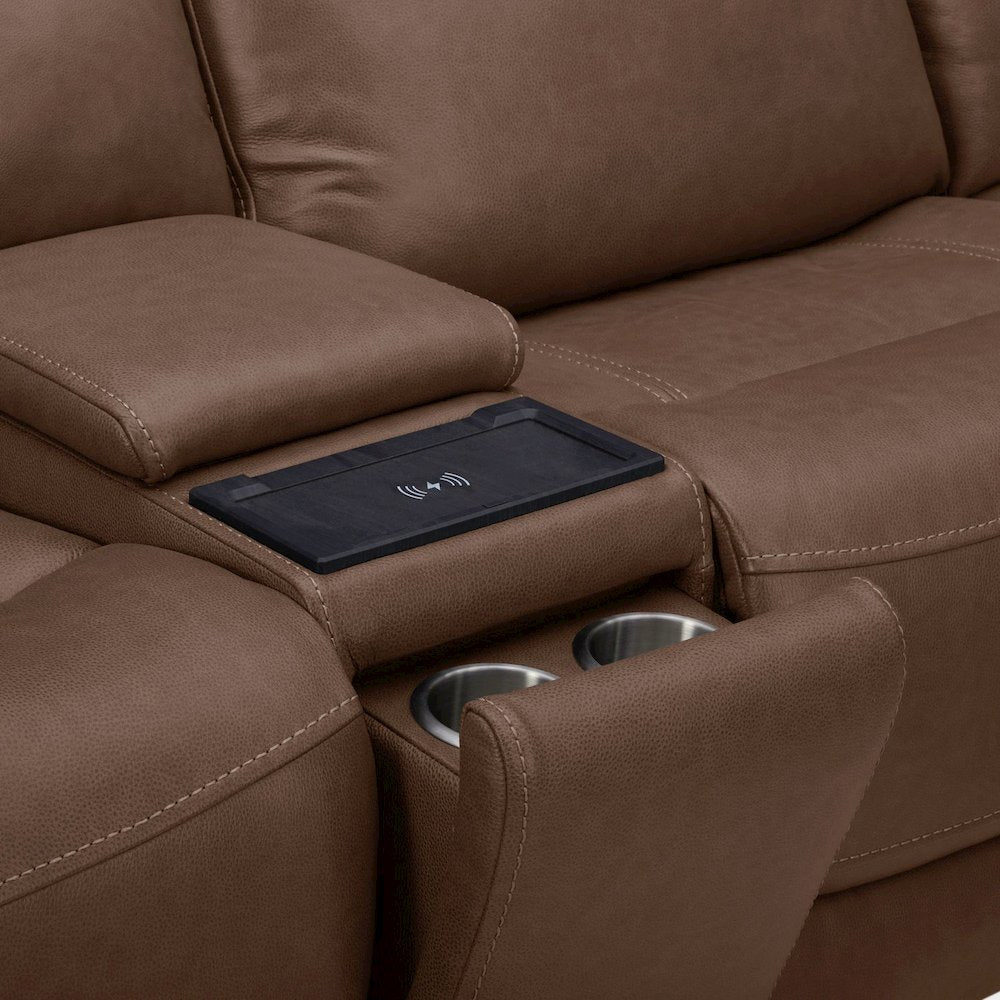 Collins Power Reclining 6 Piece Sectional Sofa - York Chestnut Leather