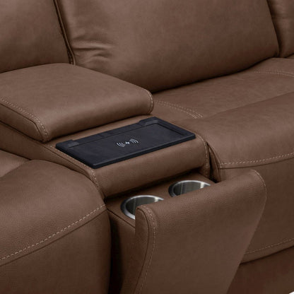 Collins Power Reclining 6 Piece Sectional Sofa - York Chestnut Leather