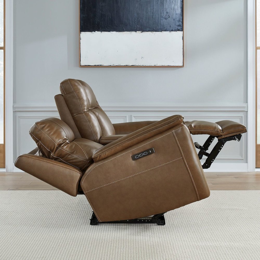 Collins Power Recline Set with Sofa & Loveseat - York Chestnut Leather