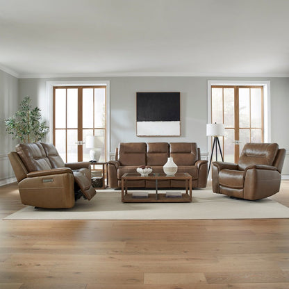Collins Power Recline Set with Sofa, Loveseat & Recliner - York Chestnut Leather