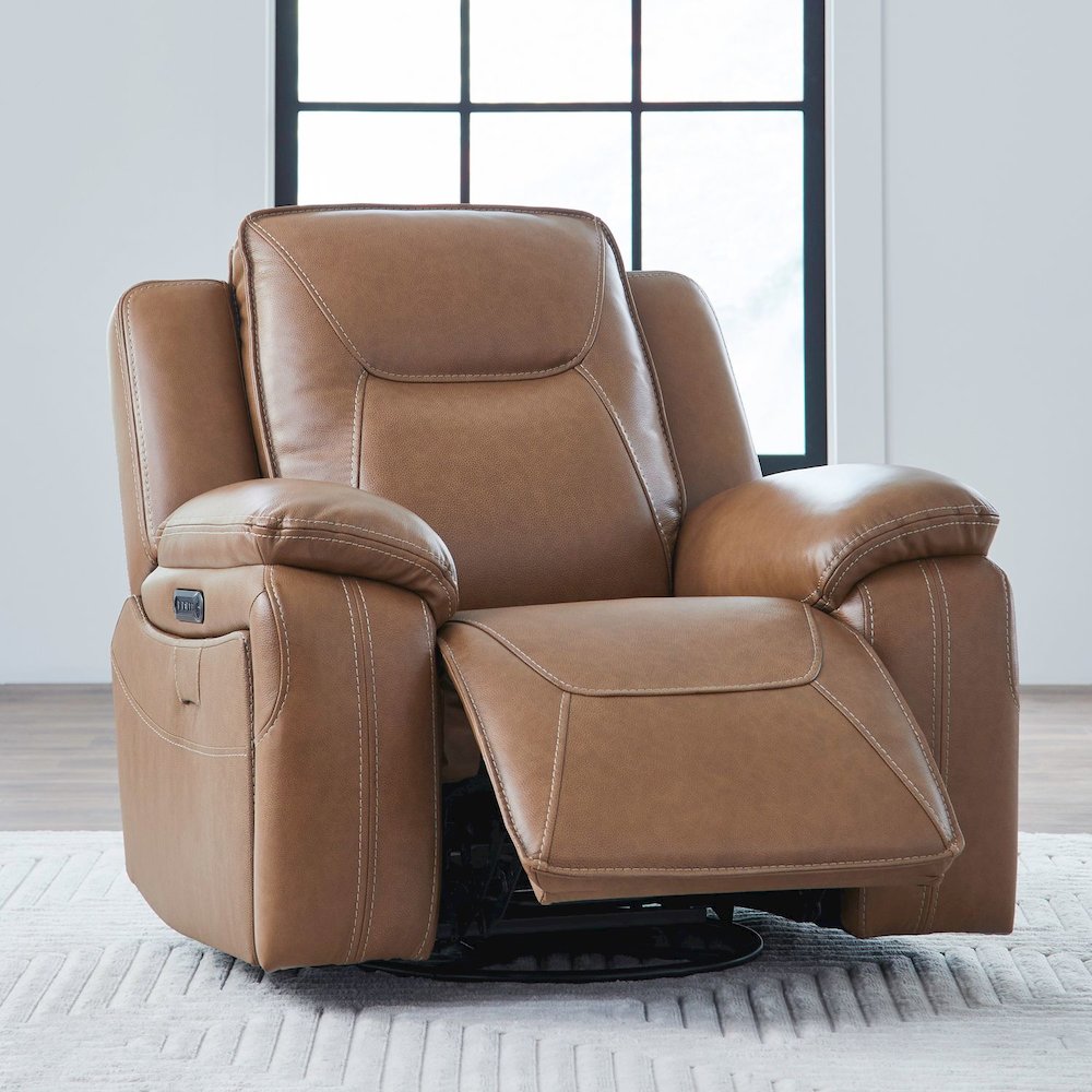Recliner Armchair with Power Recline, Heat & Massage - York Butternut Leather
