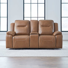 Power Recline Loveseat with Console, Charging Ports - York Butternut Leather