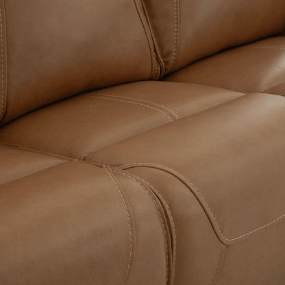 Power Recline Sofa with Charging Ports, Heat and Massage- York Butternut Leather