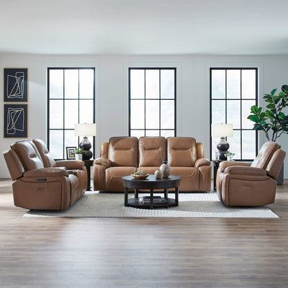 Power Recline Sofa, Loveseat & Recliner - York Butternut Leather