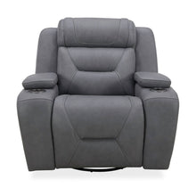 Recliner Armchair with Power Recliner, Charging Port - Aline Blue Gray Leather