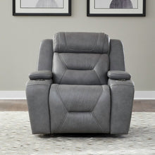 Recliner Armchair with Power Recliner, Charging Port - Aline Blue Gray Leather