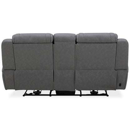 Power Recline Loveseat with Console, Charging Ports - Aline Blue Gray Leather