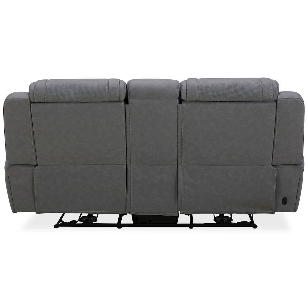 Power Recline Loveseat with Console, Charging Ports - Aline Blue Gray Leather