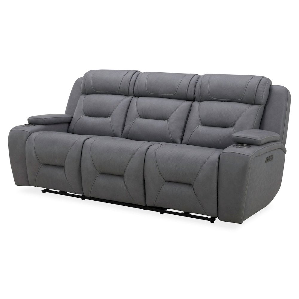 Power Recline Sofa with Charging Ports - Aline Blue Gray Leather