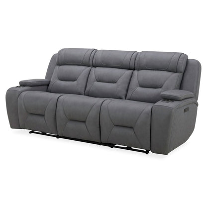 Power Recline Sofa with Charging Ports - Aline Blue Gray Leather