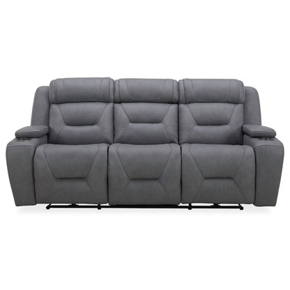 Power Recline Sofa with Charging Ports - Aline Blue Gray Leather