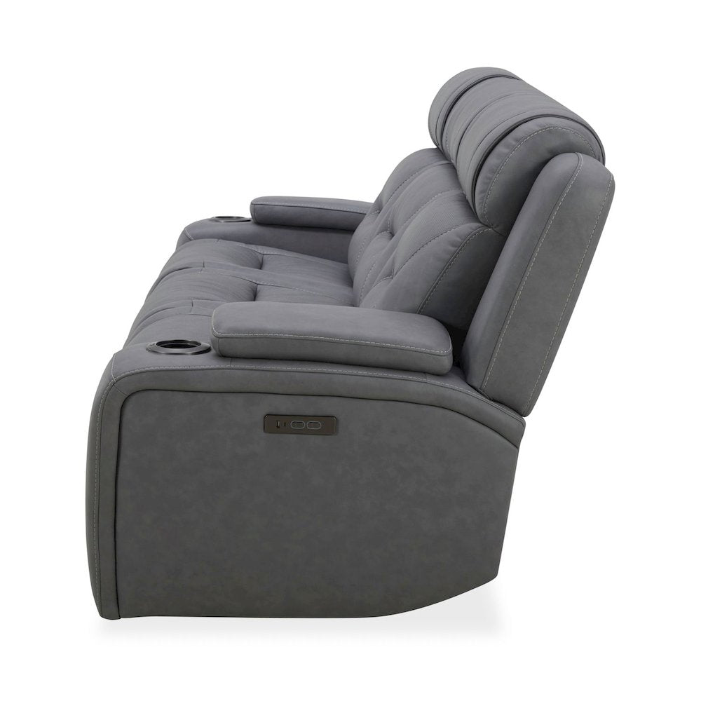 Power Recline Sofa with Charging Ports - Aline Blue Gray Leather