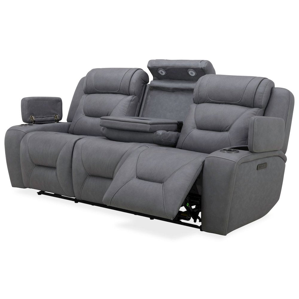 Power Recline Sofa with Charging Ports - Aline Blue Gray Leather
