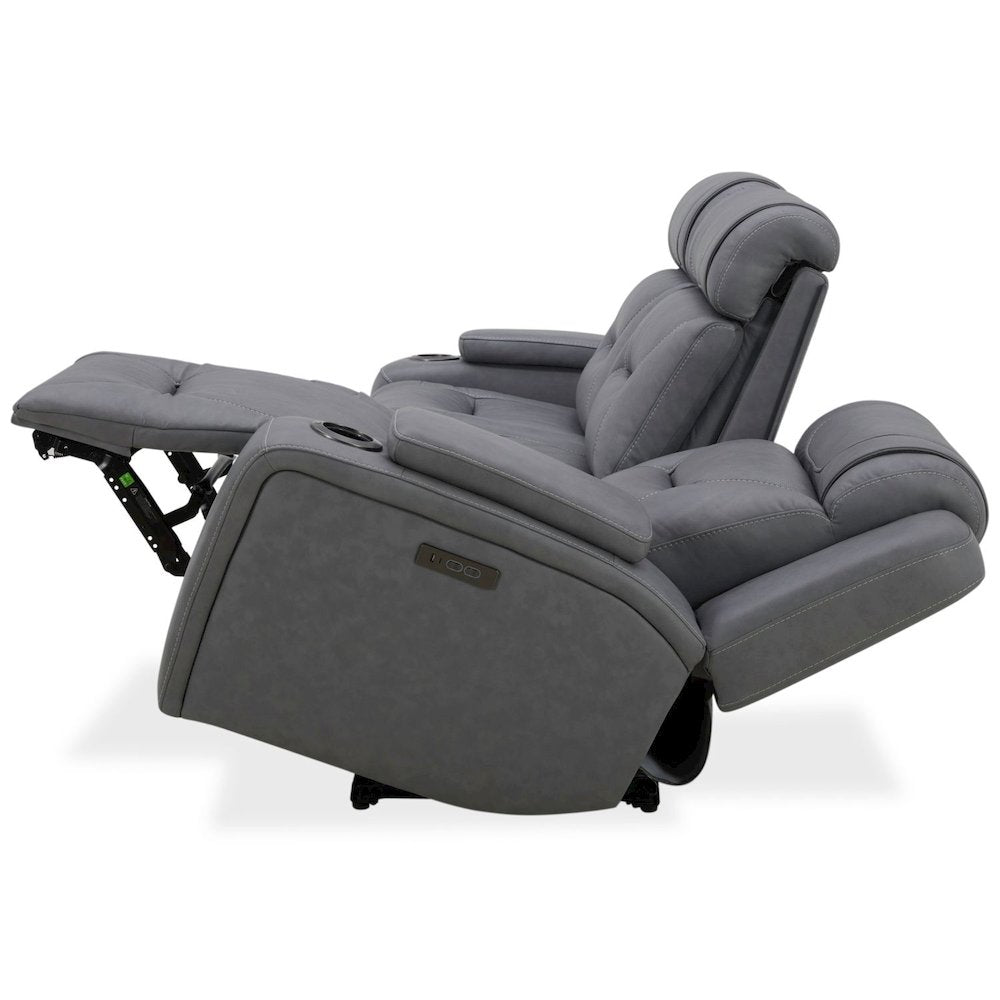 Power Recline Sofa with Charging Ports - Aline Blue Gray Leather