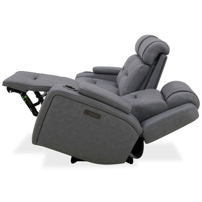 Power Recline Sofa with Charging Ports - Aline Blue Gray Leather