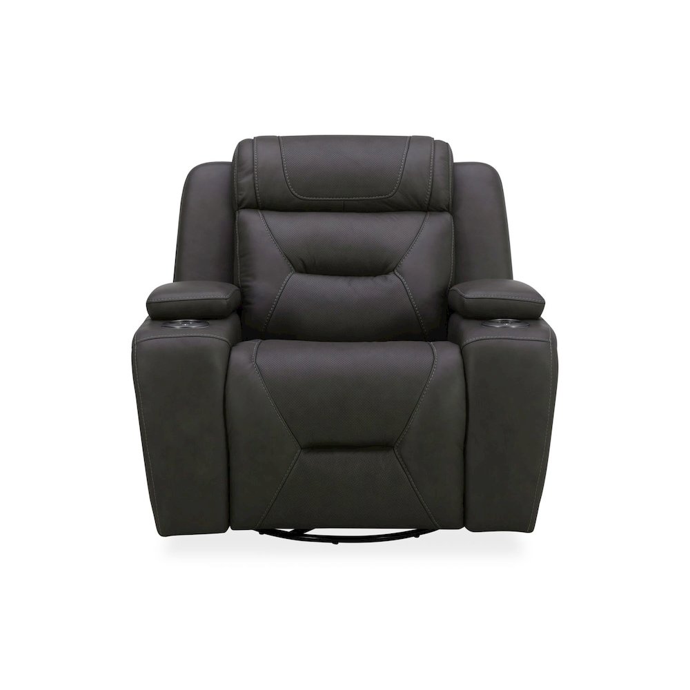 Recliner Armchair with Power Recliner, Charging Port - Aline Coal Gray Leather