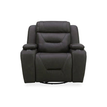 Recliner Armchair with Power Recliner, Charging Port - Aline Coal Gray Leather