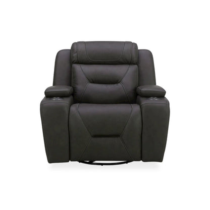 Recliner Armchair with Power Recliner, Charging Port - Aline Coal Gray Leather