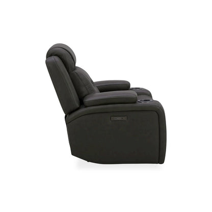 Recliner Armchair with Power Recliner, Charging Port - Aline Coal Gray Leather